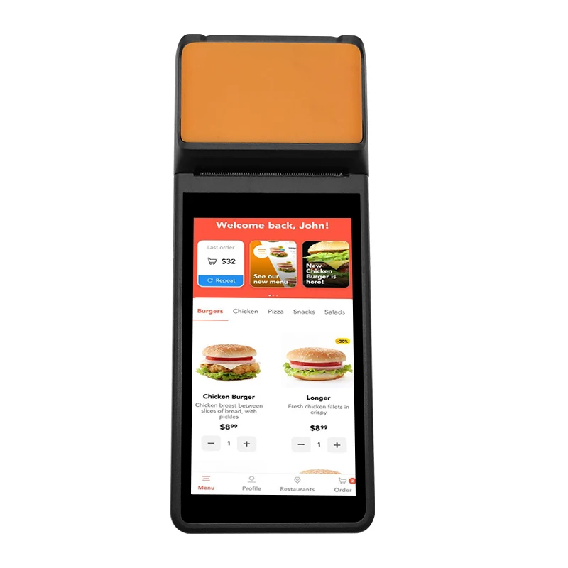 2024 new T3 android pos machine mobile pos handheld point of sale systems with 1D/2Dscanner and 58 thermal printer