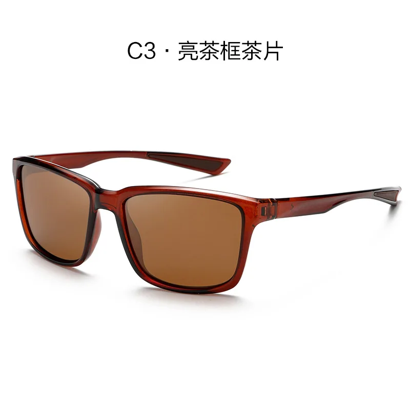 Sporty Square Sunglasses for Men - Black Frame with Red Accents, Polarized Lenses, UV Protection