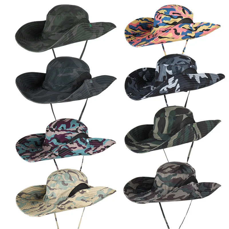
Outdoor Fisherman Hat Sun Protection UV Eaves Hat Men Summer Sunshade Climbing Fishing Cap Cowboy Hats 