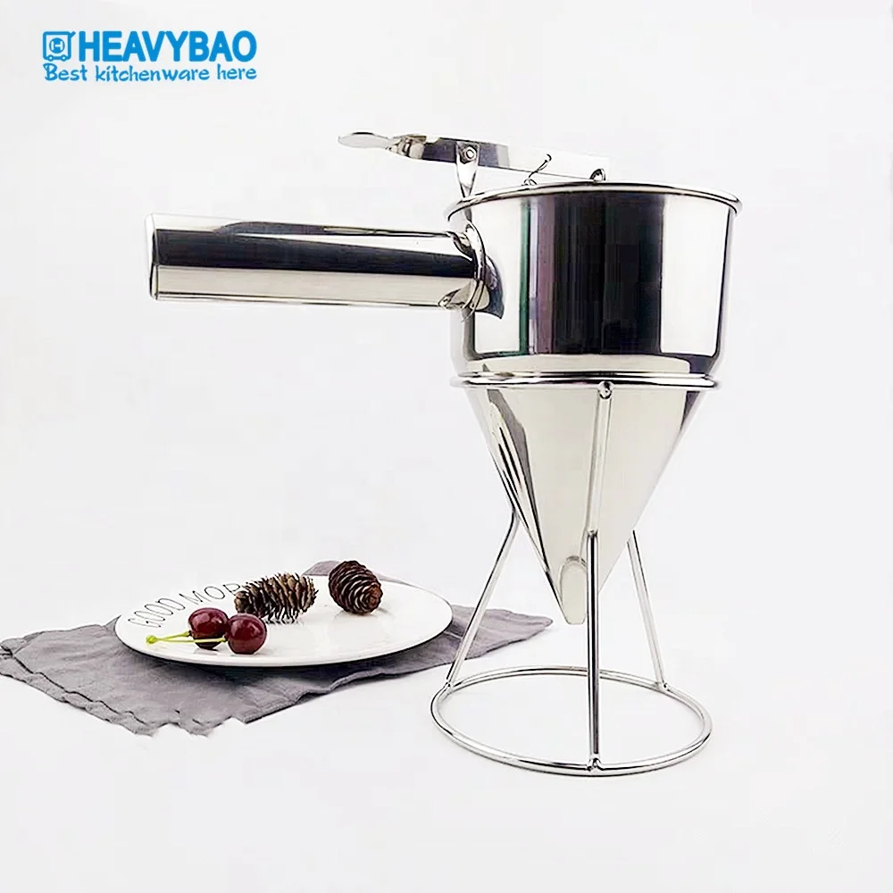 
Heavybao Stainless Steel Butter Dispenser Metal Conical Funnel With Rack 