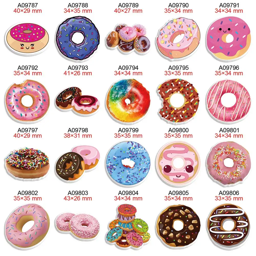 Cartoon Donut Food Planars Resin Flatback Printed 50pcs/lot for Charms DIY Hairbow Phone Keychain Decorations