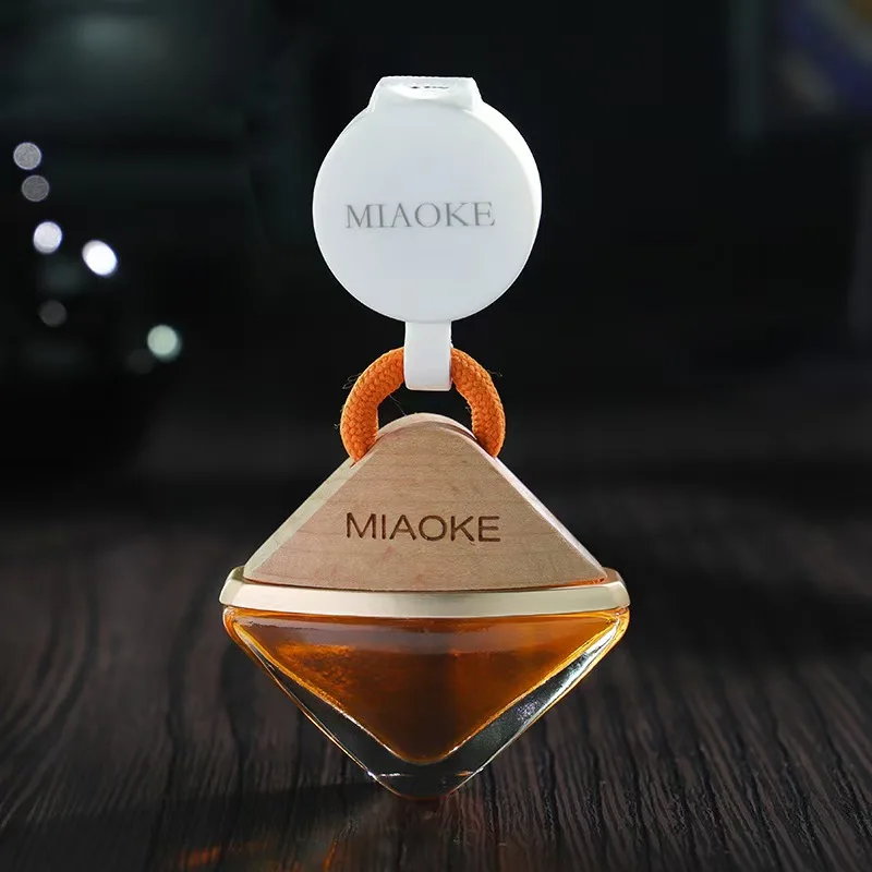6ml  8ml  10ml Wooden Cap Car Air Purifier Stylish Hanging Perfume Diffuser Bottle for Car Air Freshening and Aromatherapy