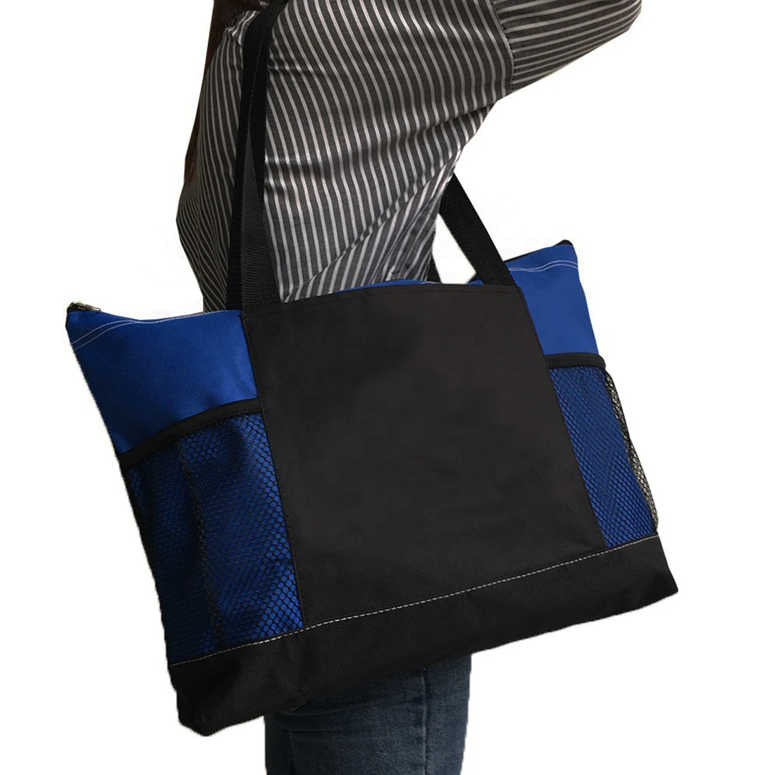 Fashion Shopping Walkers 600 Denier Polyester Tote Bag With Two Side Mesh Pocket