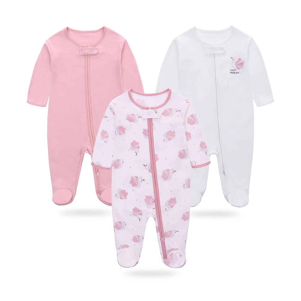 High Quality newborn Clothing  baby rompers with zipper 100% cotton long sleeve baby pajamas leg covered  baby clothes