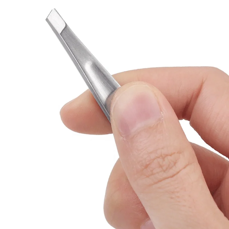 Heart Shaped Stainless Steel Eyebrow Tweezers Flat and Slanted Tip Hair Clip for Beauty False Eyelash Use