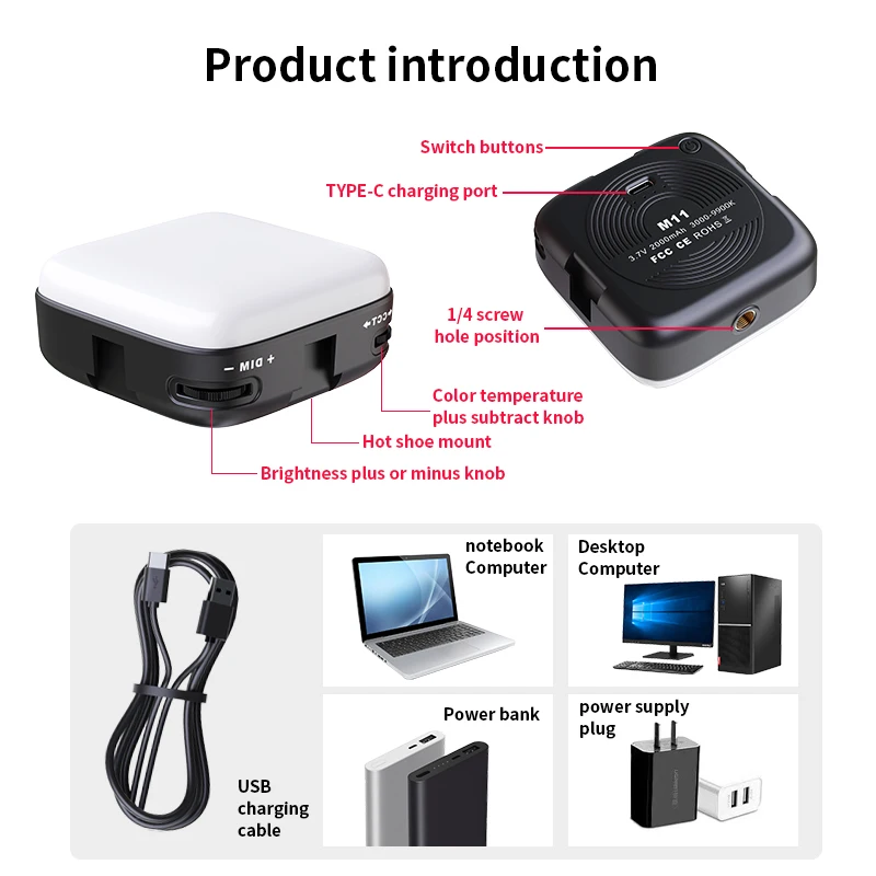 Portable Rechargeable USB LED Selfie Light 36 LED Universal Mini photo Fill Light environment lamp for smartphone photography