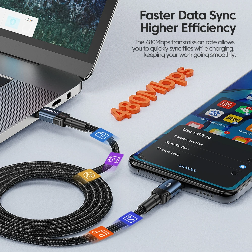 5A Super Fast Usb C Cable Toocki Quick Charge 3.0 100W Nylon Braided Usb C To Usb C Charging Cable