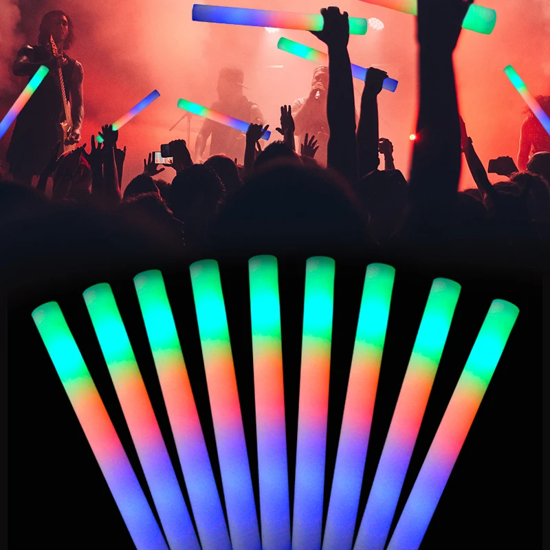 Led Foam Sticks Flashing Glow Sticks Party Supplies Light Up Baton Wands for Kids Raves Birthday Wedding Holiday