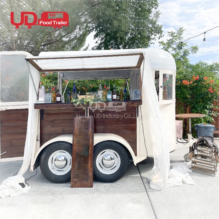 Vintage Mobile Bar Outdoor Horsebox Trailer Dessert Ice Cream Vending Cart Coffee Horse Trailer Food Truck