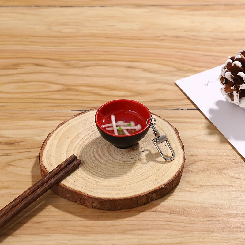 lidao Mini miniature simulation shredded pork enoki mushroom soup bowl play model food key chain wholesale