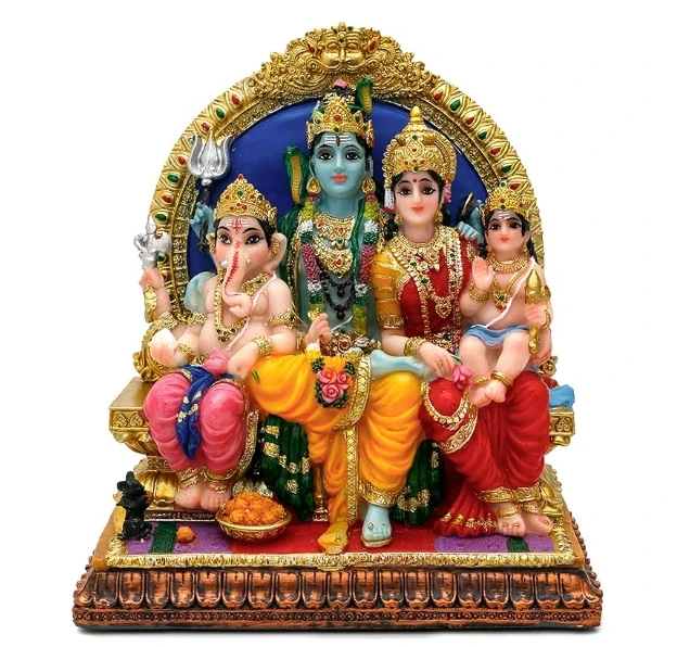 Resin Hindu god Shiva family statue Religious statue. Home decoration