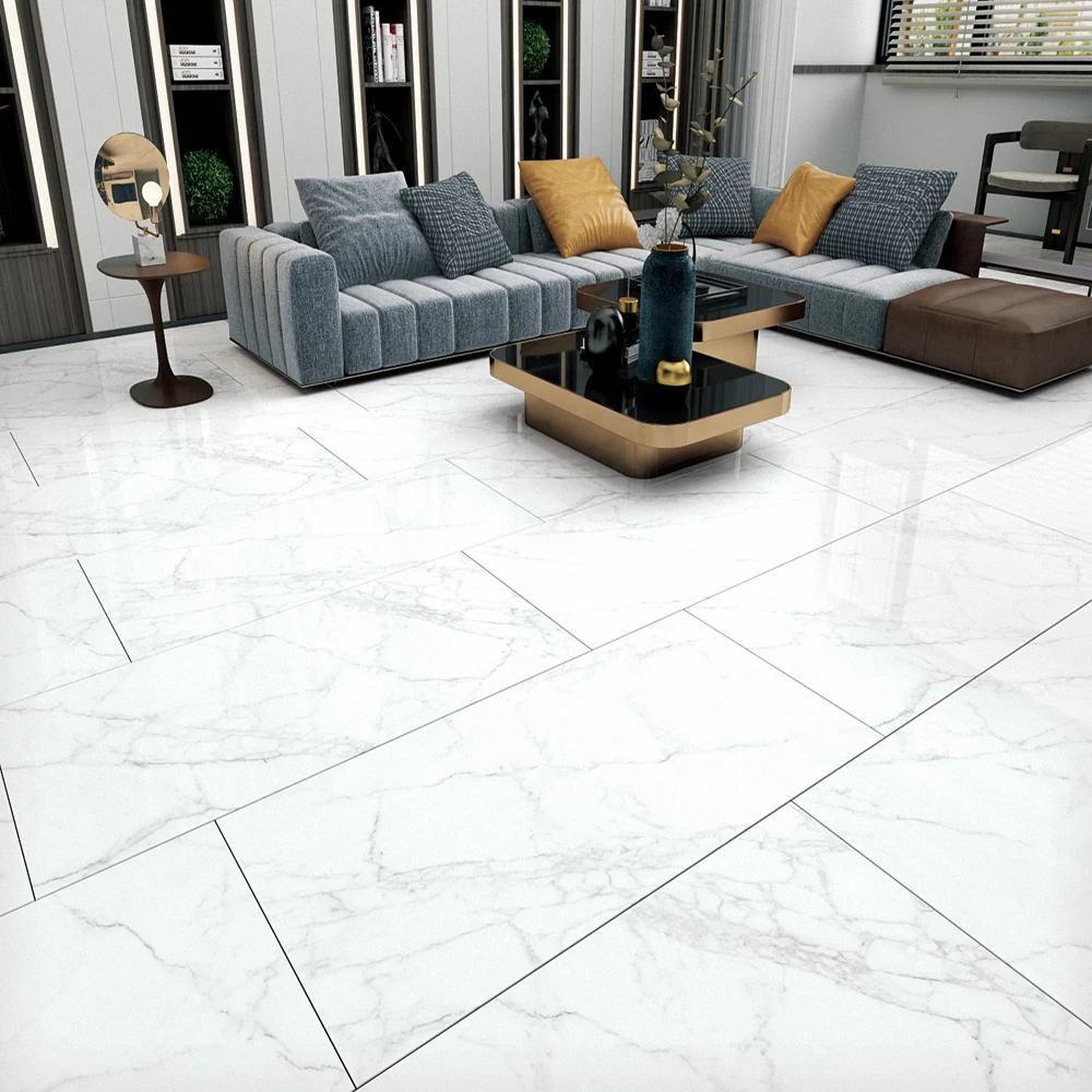Wholesale marble look white carrelage porcelanto polished glazed porcelain ceramic floor tiles 600*1200 mm