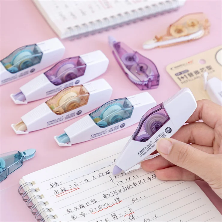 New products kawaii school corrector stationary Promotional 2025 Hot selling fancy multi colored plastic correction tape 6m