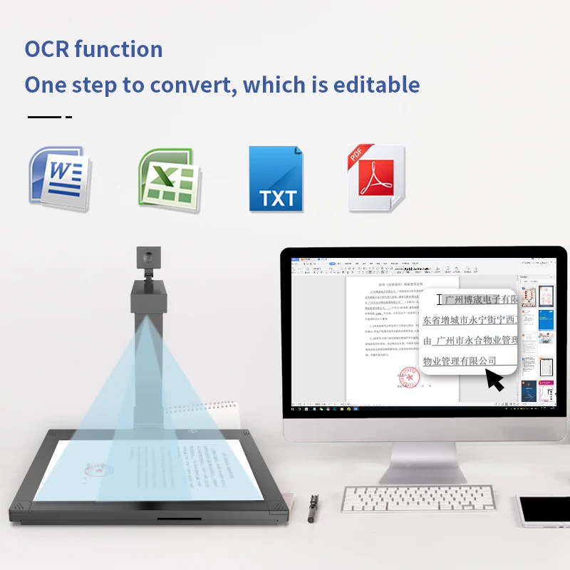 Portable OCR A4 Document Scanner document camera Auto Focus Document scanner with Dual Camera