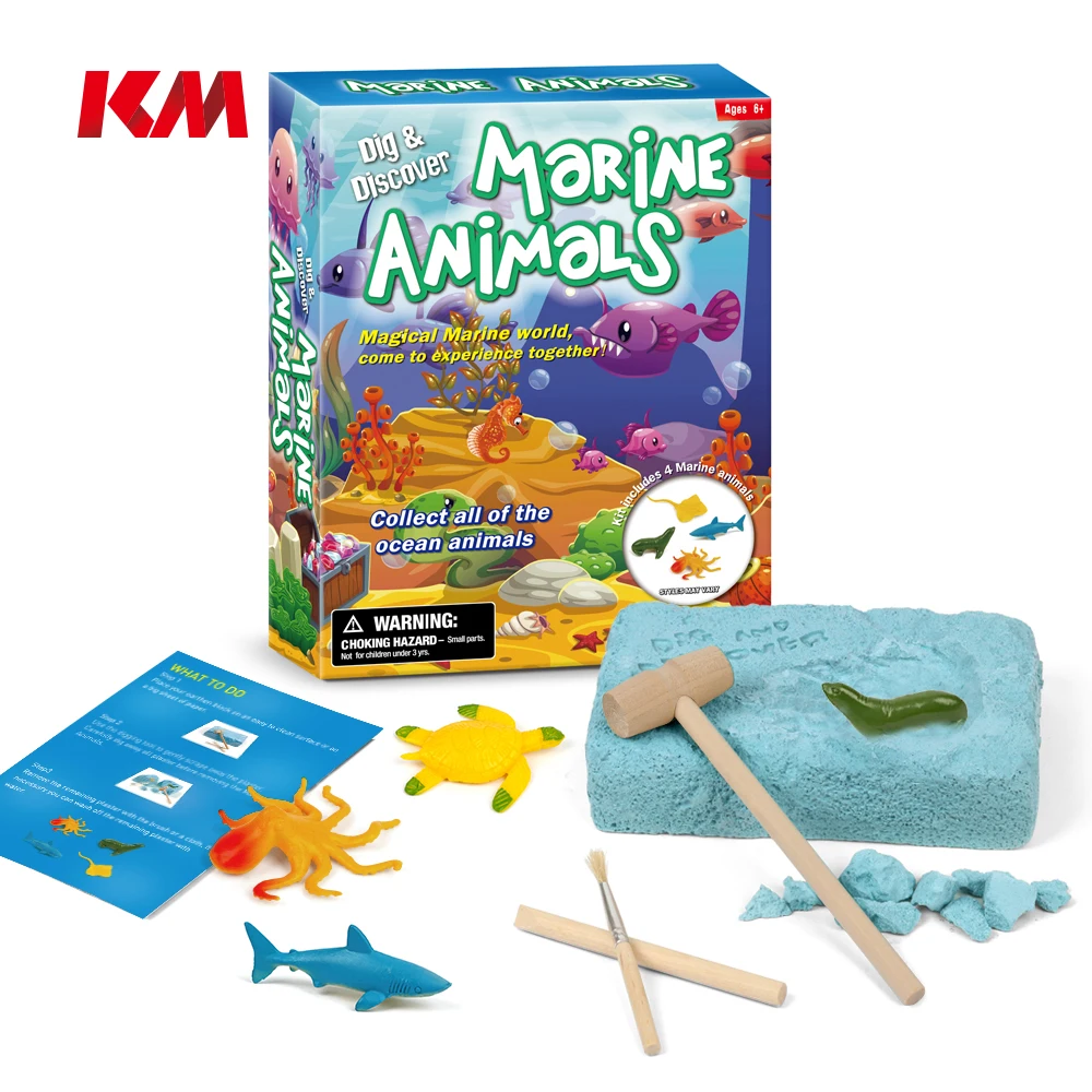 2021 juguetes stem diy educational toys for kids plastic toy marine animals excavation kit dig it out kit Eco Toys