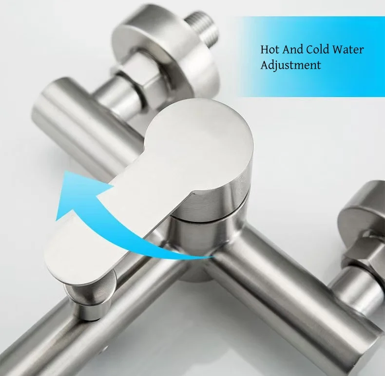 Popular Wall Mounted SUS304 Brushed Bathroom Shower Faucet Hot Sale Cold And Hot Water Bathtub Mixer Tap