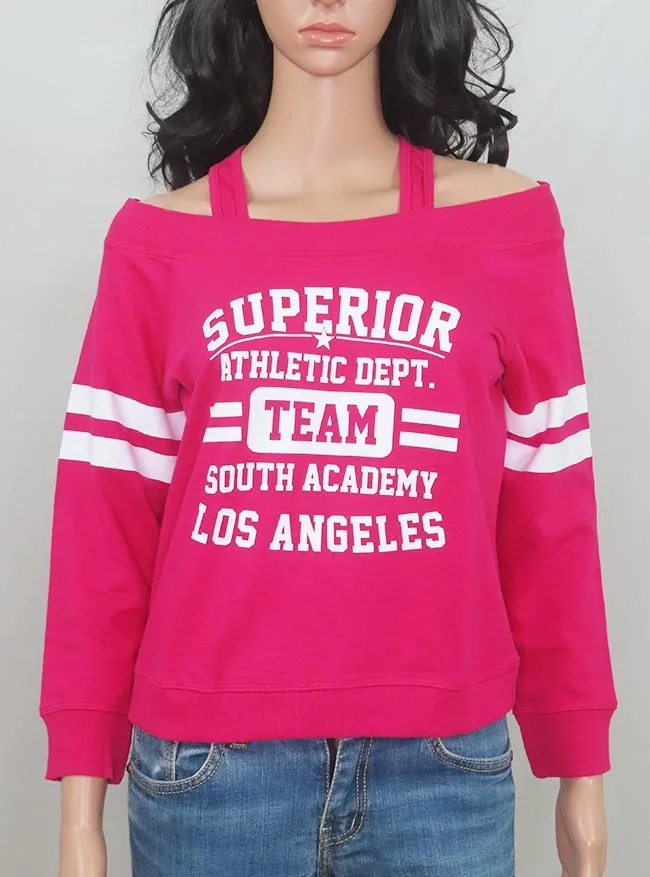 High Quality 100 Percent Cotton Knitted French Terry 230 GSM Ladies Off Shoulder Cropped Sweatshirts from India