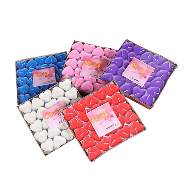 Оптовая продажа Цветочная Портативная Домашняя Декоративная Свеча в форме сердца Diwali без запаха чайный свет