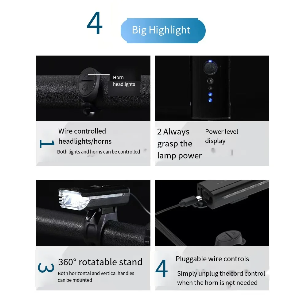 Wholesale Customization Usb Charging Intelligent Bicycle Light Sensor Mountain Front Headlight Horn