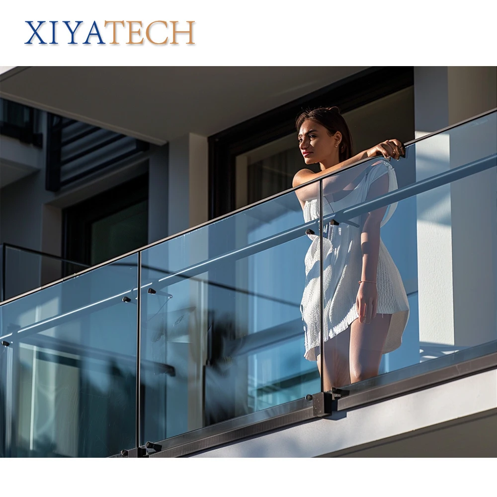 XIYATECH High Quality indoor Aluminium Glass Frameless handrail Balustrade Aluminum Glass Railing Balcony