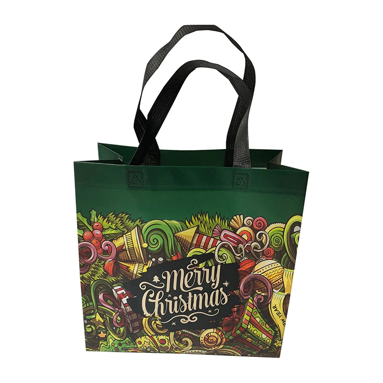 Vietnam factory 80gsm nonwoven christmas gift packaging bag/Laminated printing PP non woven Christmas Halloween party tote bag