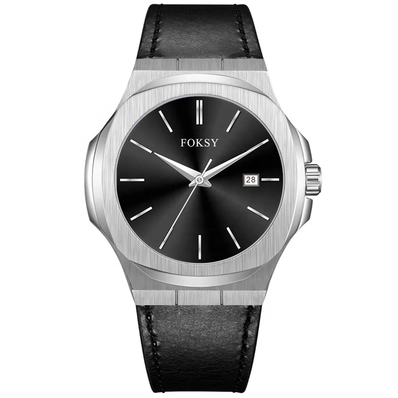 Rose Gold 316L Steel Case Green Dial Black Leather Branded Men Wrist Watch New Fashion Trendy