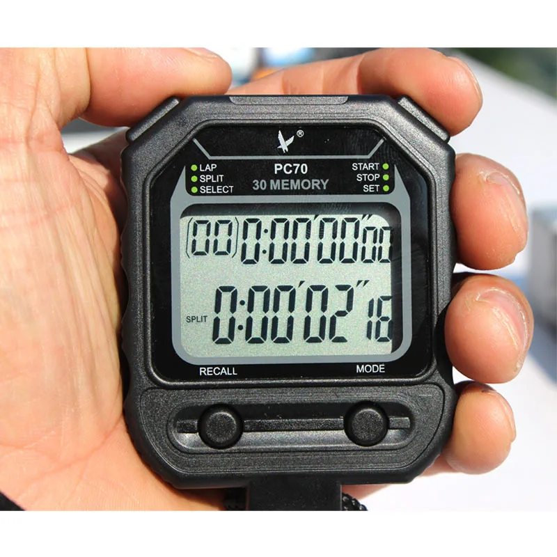 Stopwatch Record 20 Memories Lap Split Time with Tally Counter and Calendar Clock with Alarm for Sports Coaches and Referees