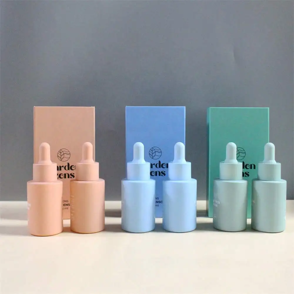 Luxury Oil Dropper Bottle Packaging Purple Pink Green 30ML Glass Pipette Serum Bottle Good Price Essential Oil Dropper Bottle