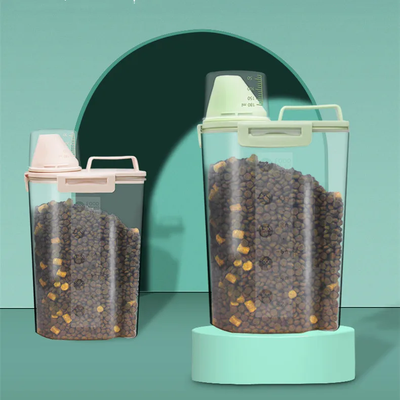 Plastic Food Storage Container with Scale Cup Large Dog Food Container Dog Food Bowl with Lid