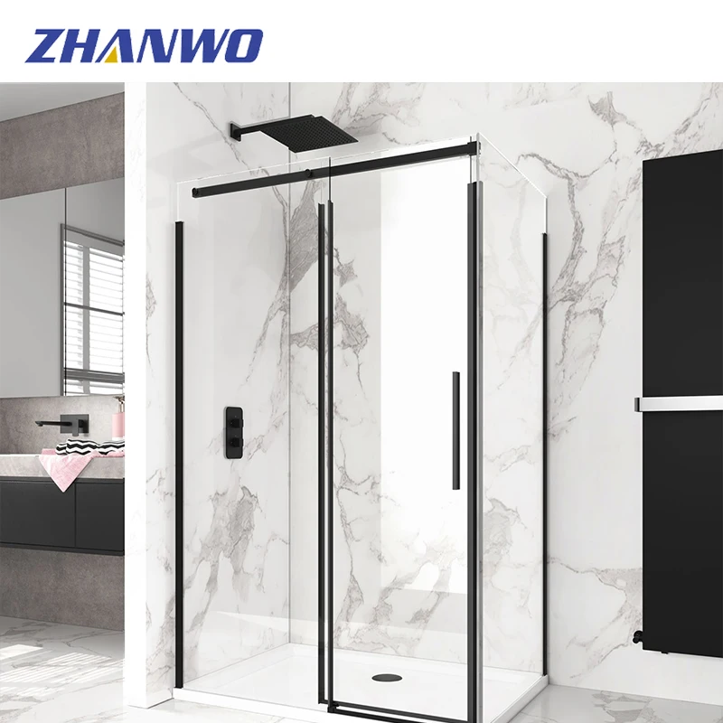 Customized 10mm Chrome Brushed Stainless Hardware Framed Hinge Glass Shower Doors