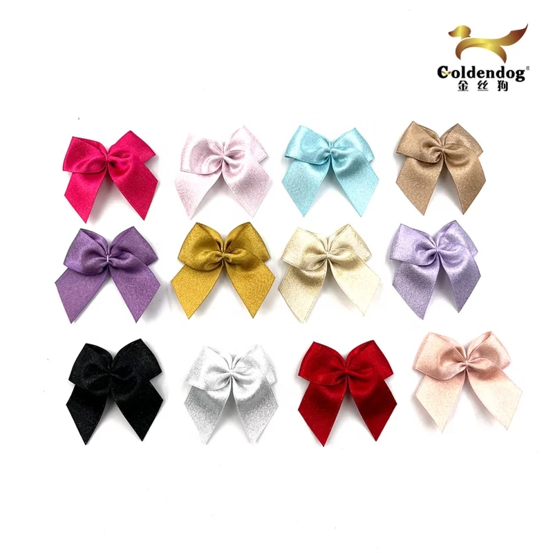 Cheap factory wholesale colors handmade pre made mini satin ribbon bow for decoration