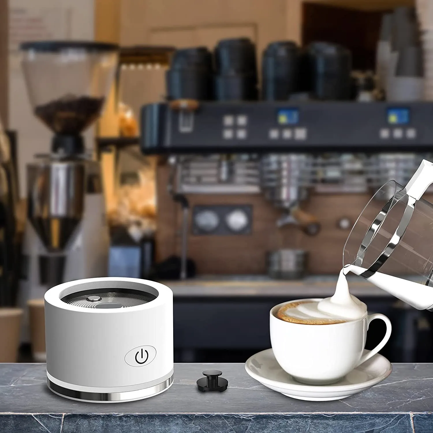 Milk Frother Electric Milk Steamer Milk Foamer Frother Detachable for Coffee, Hot Chocolates Maker (23.6oz) 120V