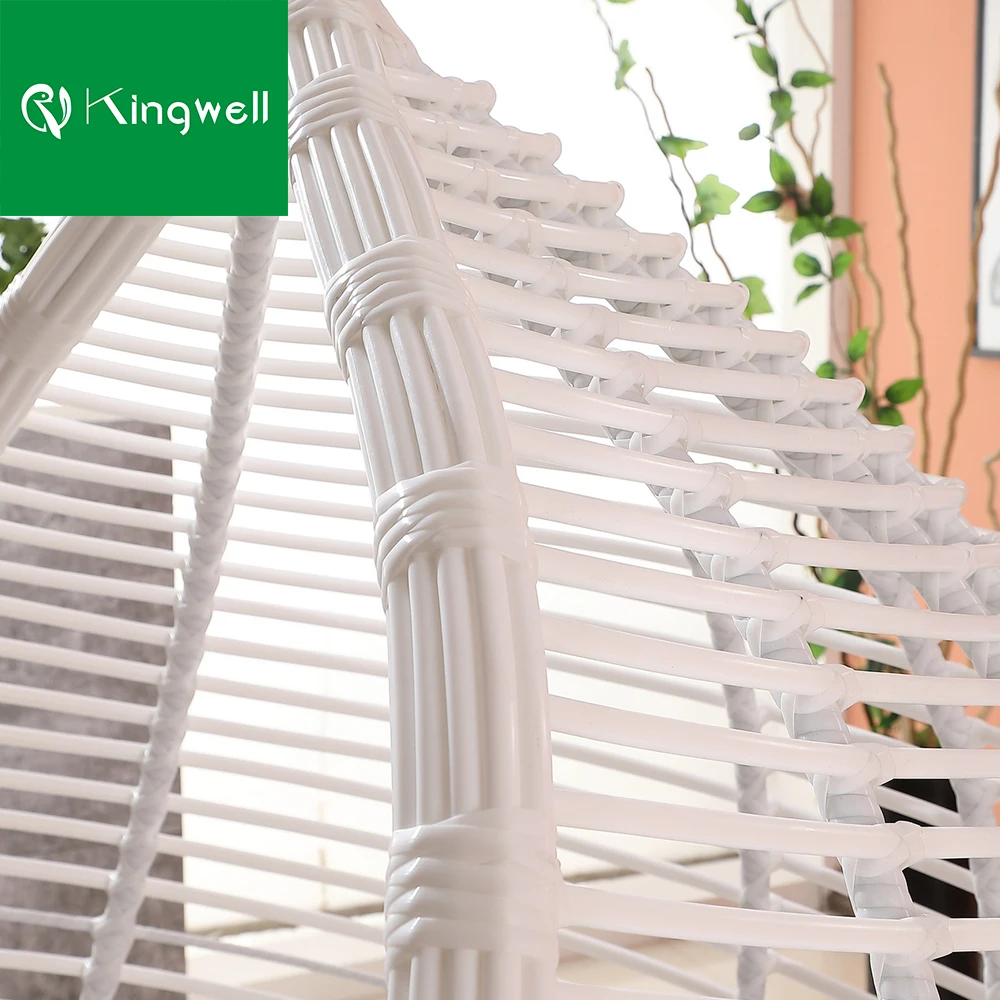 Indoor outdoor patio furniture PE rattan hanging swings chair garden stand metal aluminum basket swing egg chair