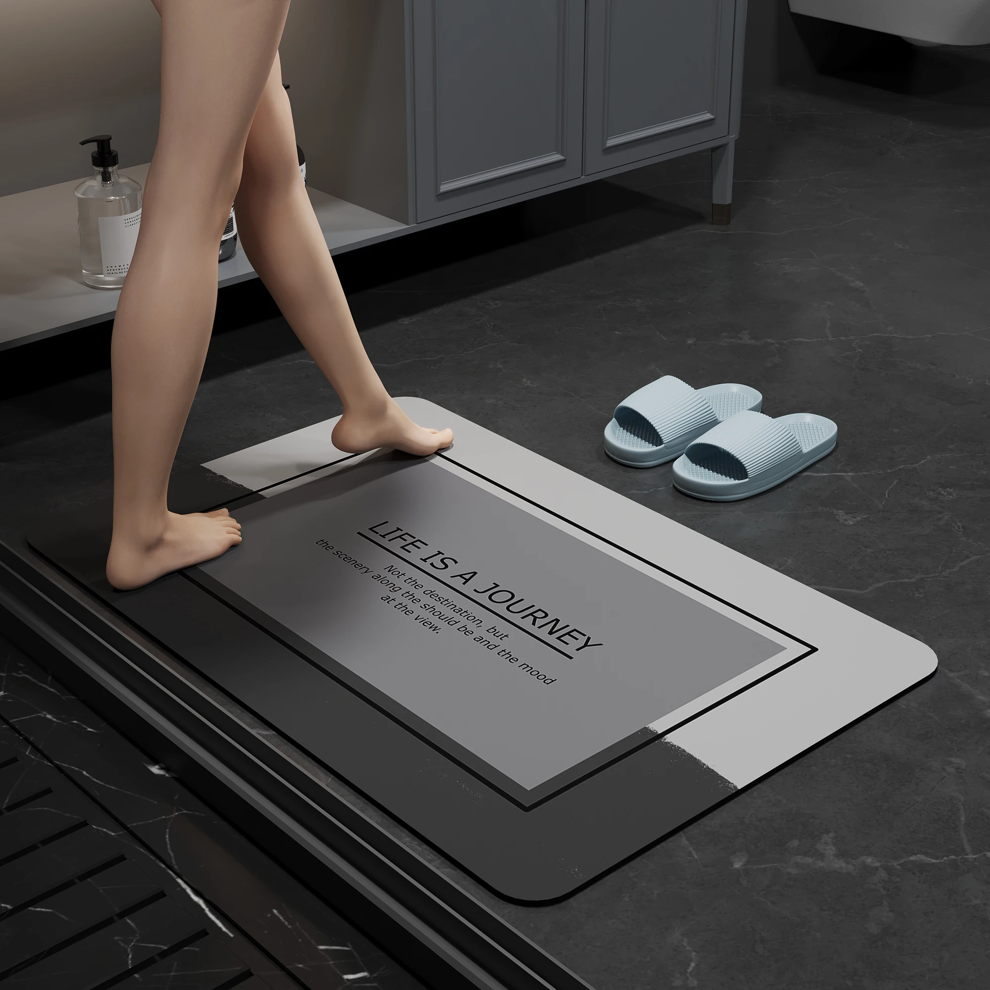 Hot sale Bath Mat Super Absorbent Non slip Diatom Mud Bathroom Rug Quick Drying Kitchen Entrance Door Mats water absorbing pads