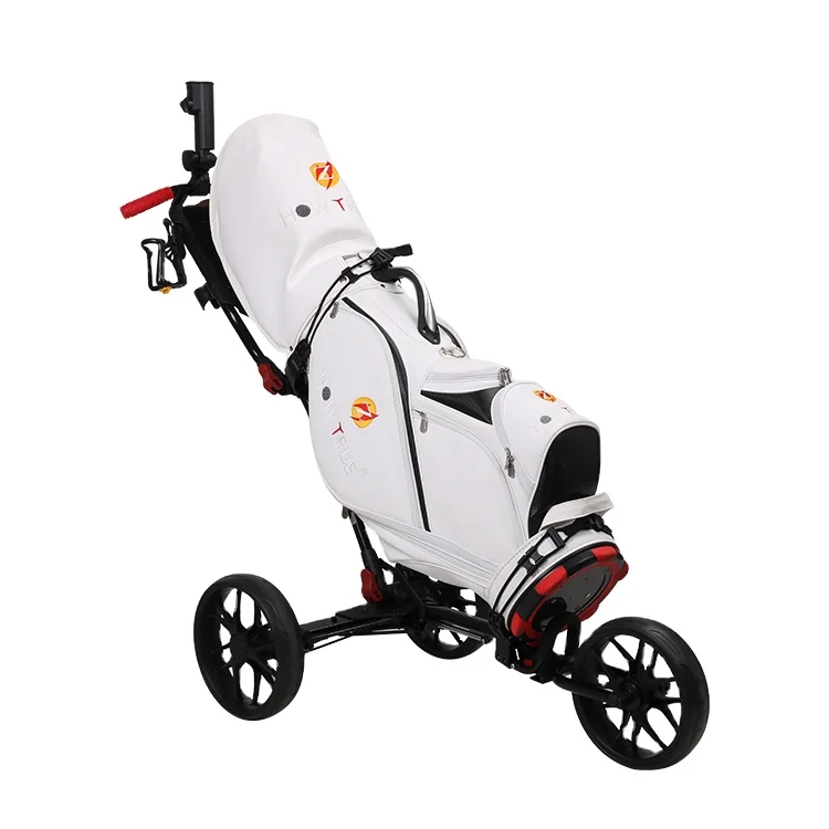 
HOW TURE Hot-selling 3-Wheel Foldable Golf Cart with Aluminum Alloy Frame and Portable Umbrella Stand 