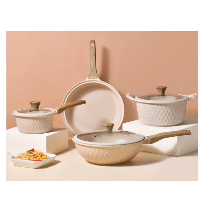 Korea design High Quality Nonstick Cookware Set Pots and Pans Set Diamond cutting surface