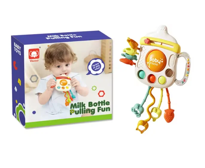 Pull String Toy Baby Interactive Flying Saucer Puller Ball String Silicone Activity Sensory Toys for Kids