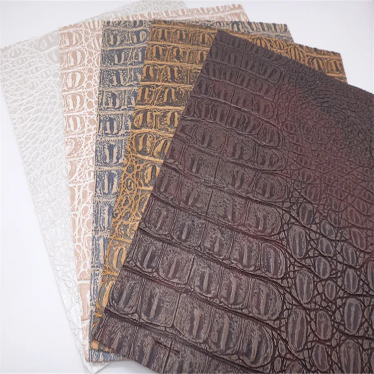 PVC crocodile synthetic artificial leather black fabric