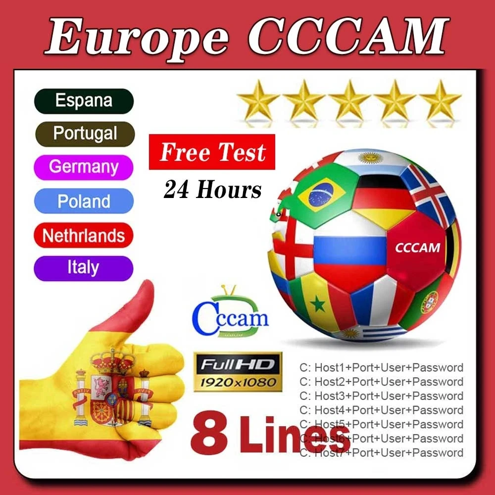 Лучший CCCam Cline для Европы Испания Германия Польша Португалия Великобритания спутниковое телевидение 7 линий Oscam