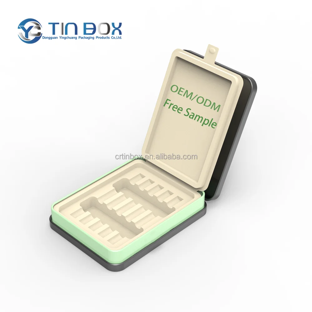 Cr Mini Roll Box Metal Rectangle Tin Box Portable Custom Shaped Tin Can Rolling Pre-Pack Tin Container