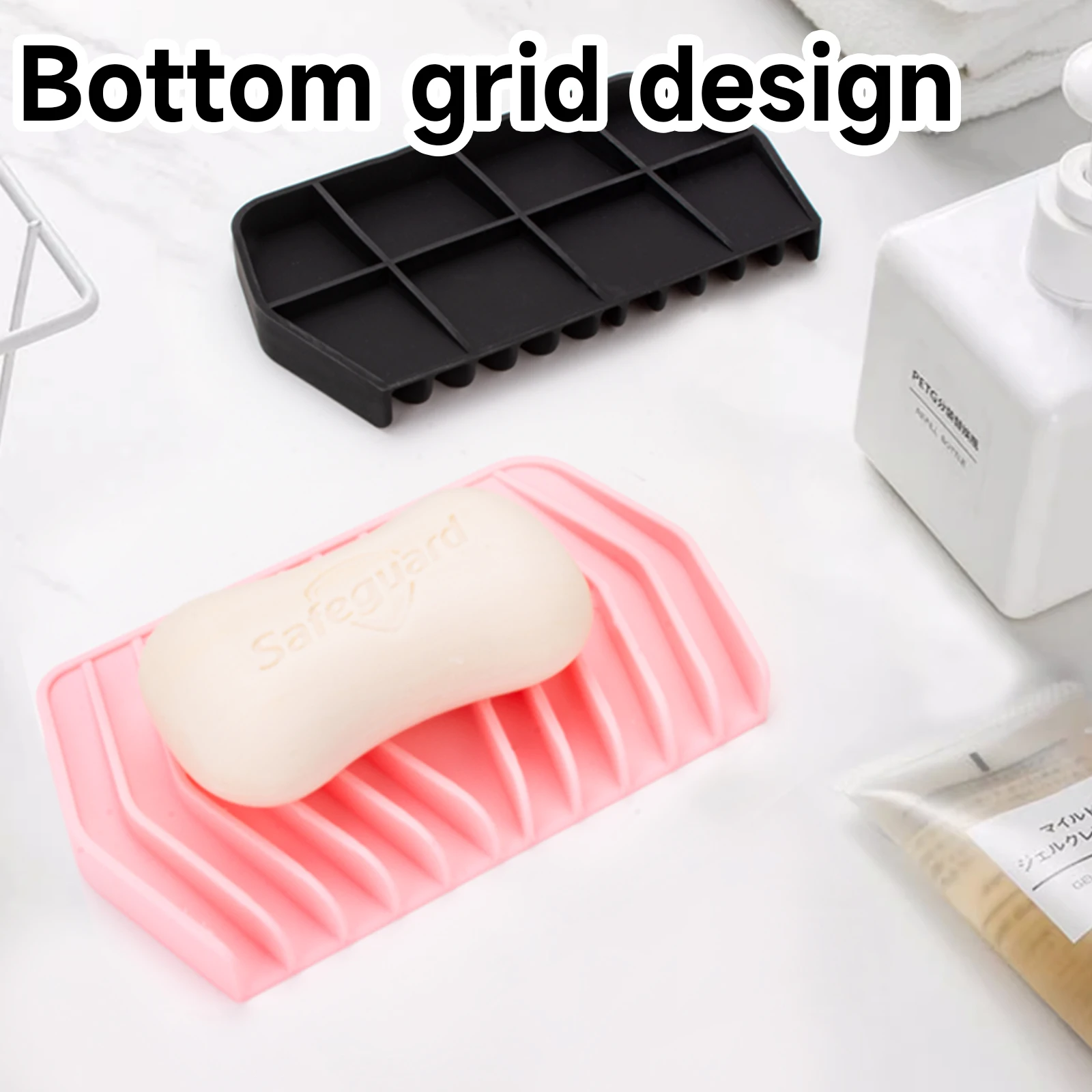 Non-slip Silicone Soap Saver Hand Wash Soap Box Easy Cleaning Silicone Soap Dishes Holder for Bathroom