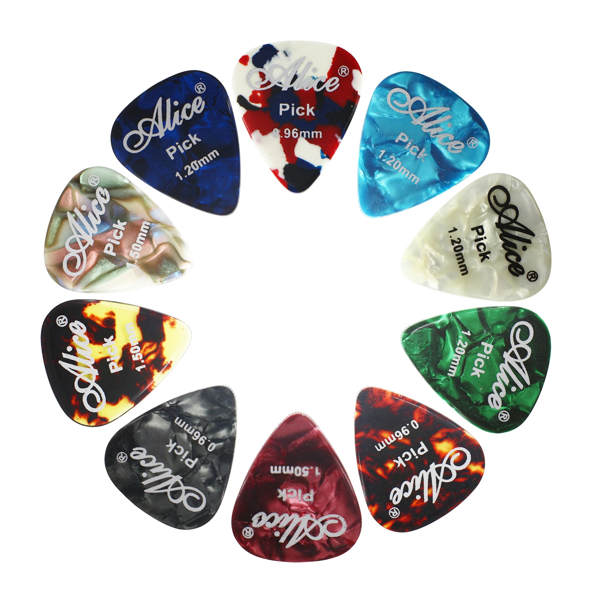 AP-100A Custom Alice Full Stone Well Resistance Guitar Pick Box Set 0.96 1.2 1.5mm Guitar Pick