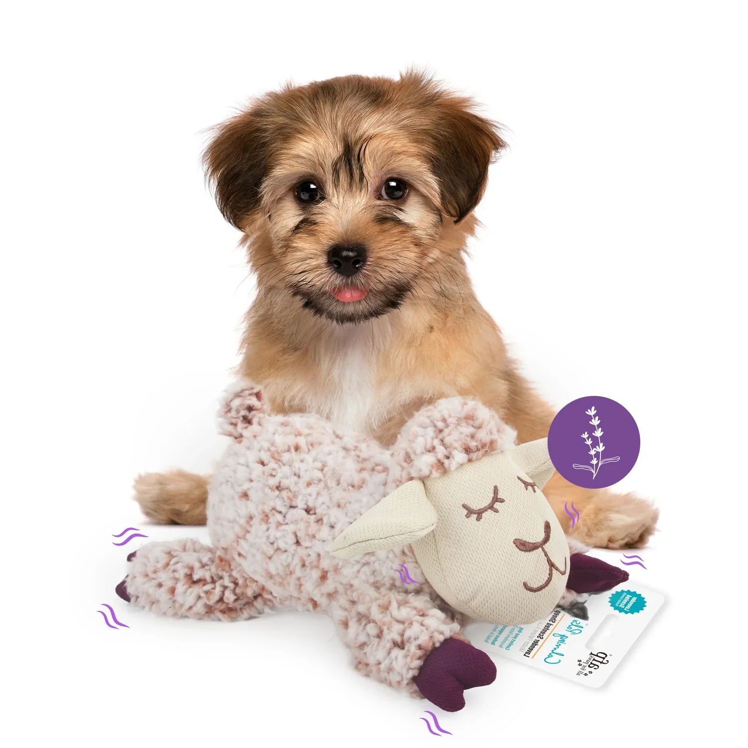AFP Pet Dog Sleep Aid Anxiety Stress Relief Clam Toy Lavender Scented Sheep Puppy Ultra Soft Plush Snuggling Toy With Squeaker