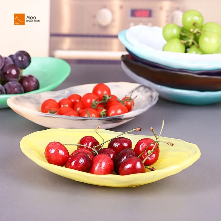 Aleo Home Factory Luxury Fruit Bowl Set Swirl Resin bowl Marble Polyresin Nordic Design Party Serving Salad Bowl Fruit Platter