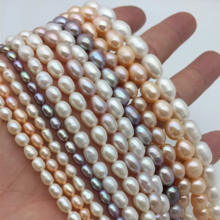 Hot Selling Beads for Jewelry Making Natural Freshwater Seed Pearl White Pink Purple Rice Shaped Loose Pearls