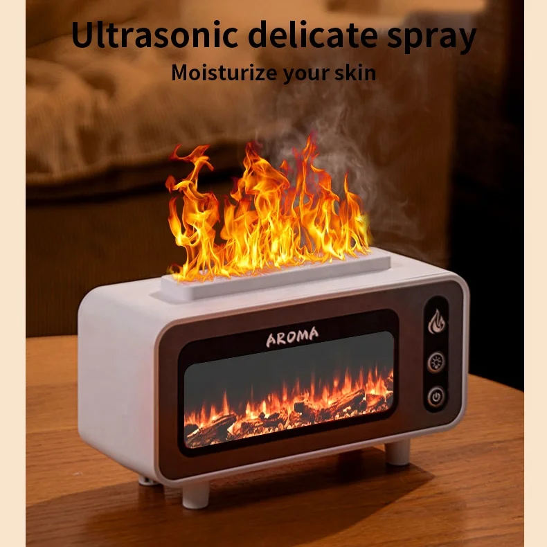ultrasonic essential oil similar 3d fire flame fireplace volcano aroma oil diffuser