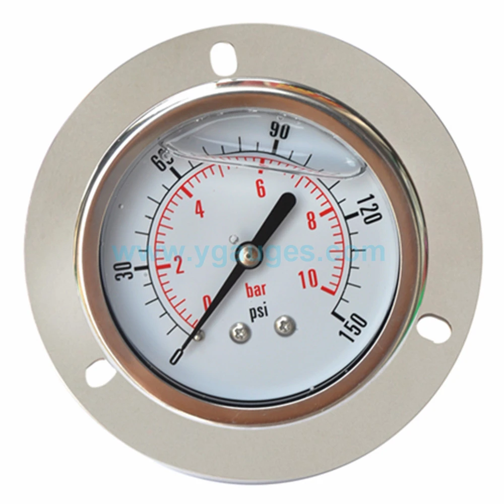 Used for Asia Liquid Filled All Stainless Steel Pressure Gauge with flange