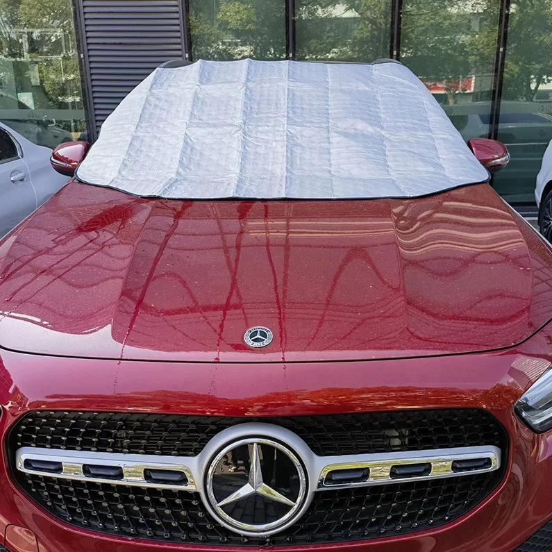 Car Snow Cover with Rear-view Mirror Four Layers Front Snow-proof Sun-proof Winter Summer Window Cover Waterproof Outdoor
