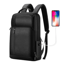 BOPAI Men Business 15.6 Laptop Bag Custom Luxury Cow Anti Theft Expandable Back Pack USB Charging Real Genuine Leather Backpack