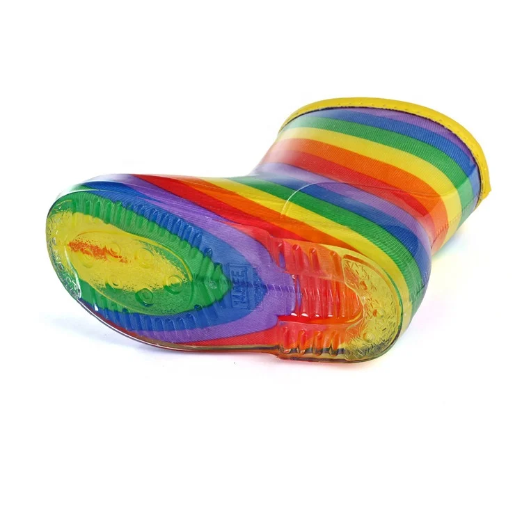 Cheap Kid Rain Boots Water Shoes Wholesale Rainbow Crystal Non-slip Girls Boys PVC Children Waterproof Customized Unisex Midi
